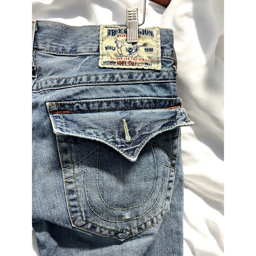 Vintage True Religion Y2K 90s Jeans Bootcut Women's US 33 Denim Distressed